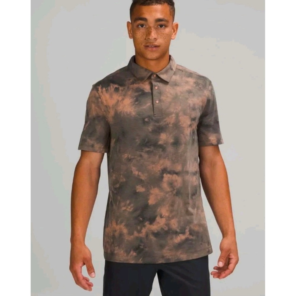 Lululemon Evolution Polo Shirt Diamond Dye Sedona Sunset Graphite Grey Men's L